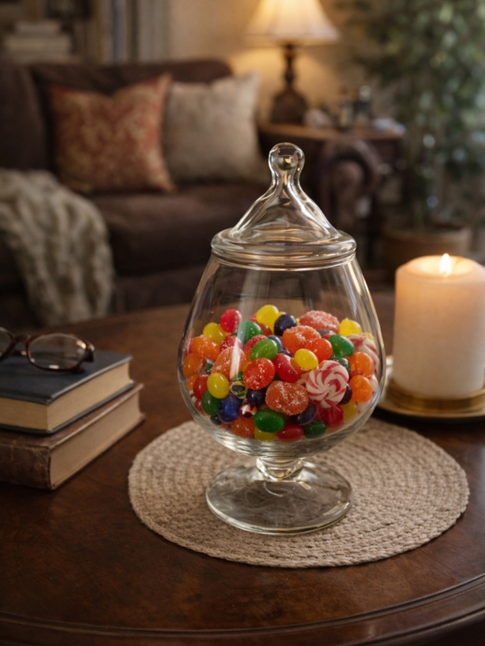 Vintage Footed Glass Candy Jar